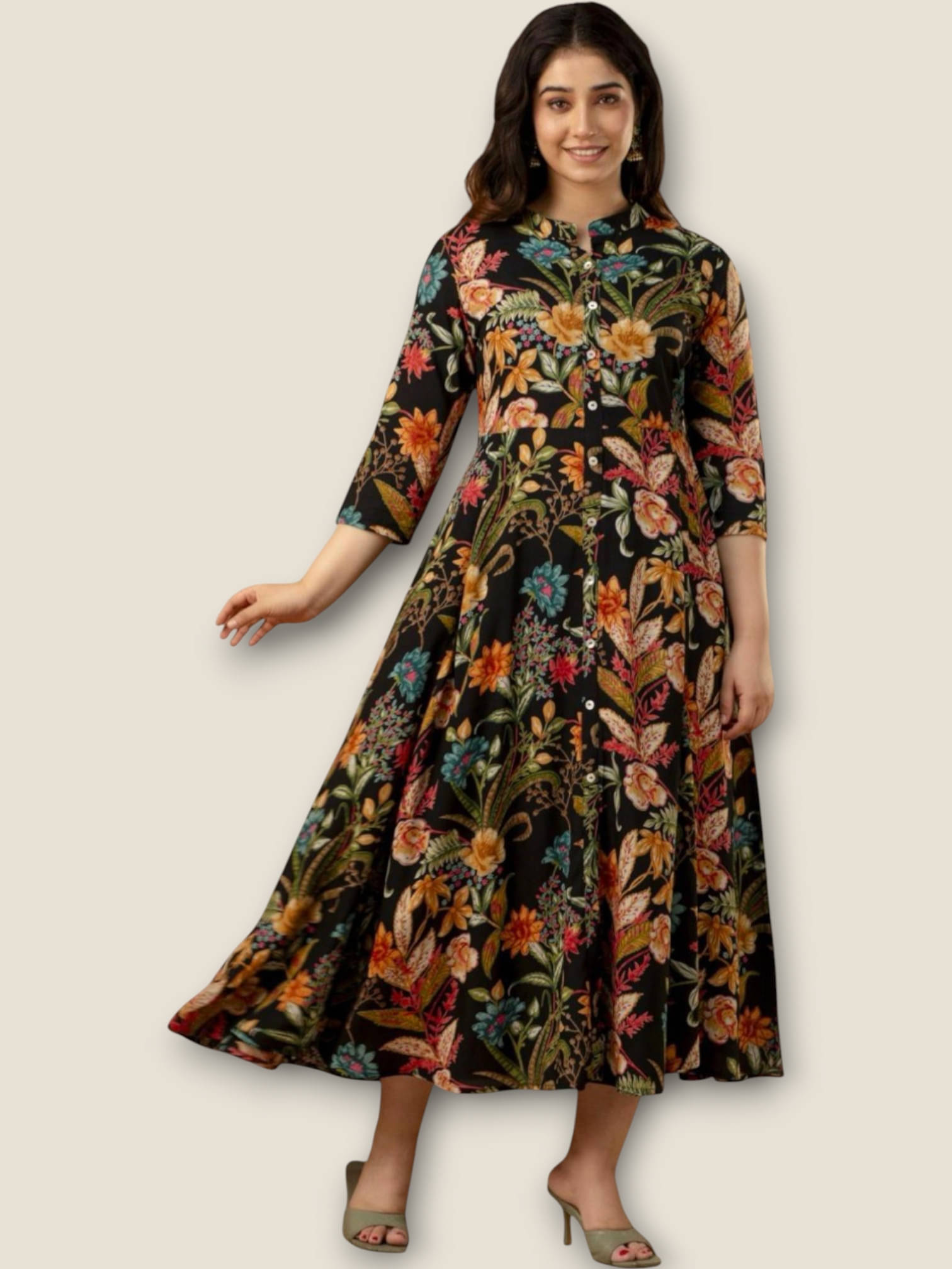     			MK creation Women Rayon Printed Gown ( Multicolor )