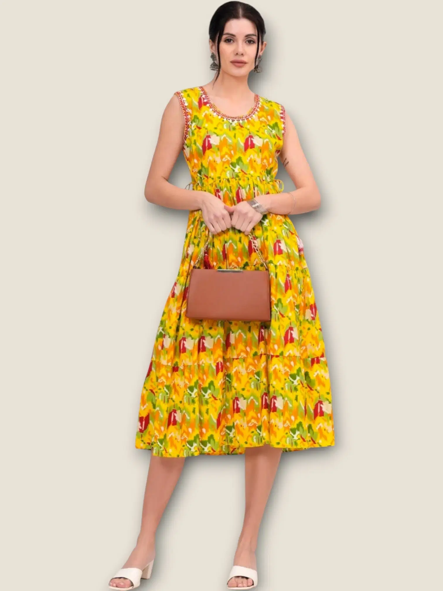     			MK creation Women Rayon Printed Gown ( Yellow )