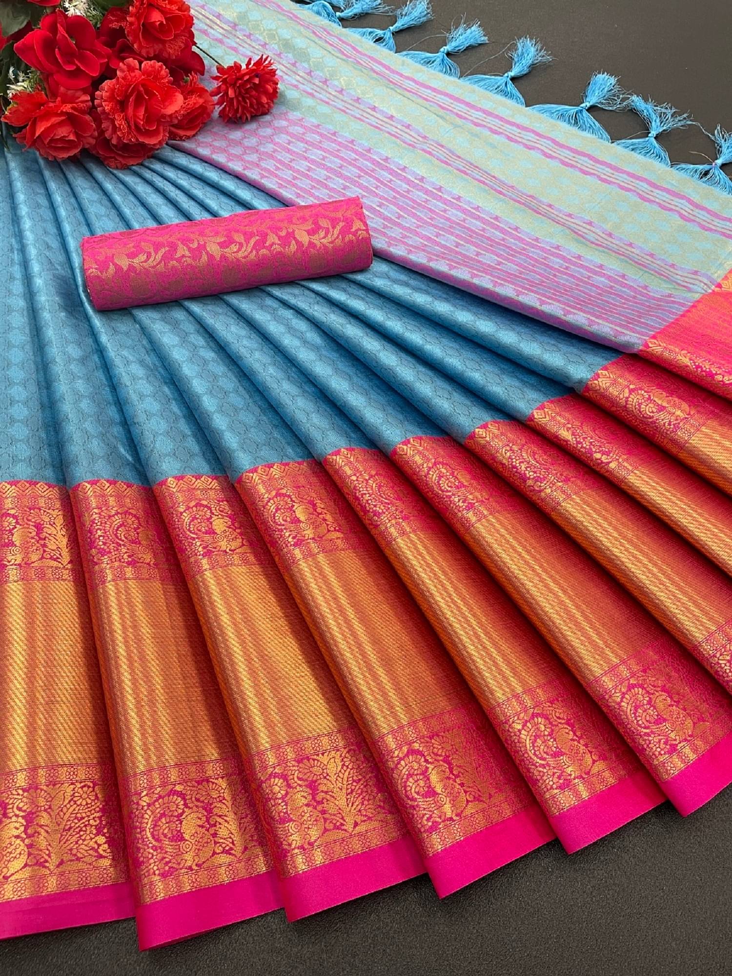 SATVASHIV Cotton Silk Woven Regular Saree With Unstitched Blouse Piece ( Sky Blue )     			SATVASHIV Cotton Silk Woven Regular Saree With Unstitched Blouse Piece ( Sky Blue )