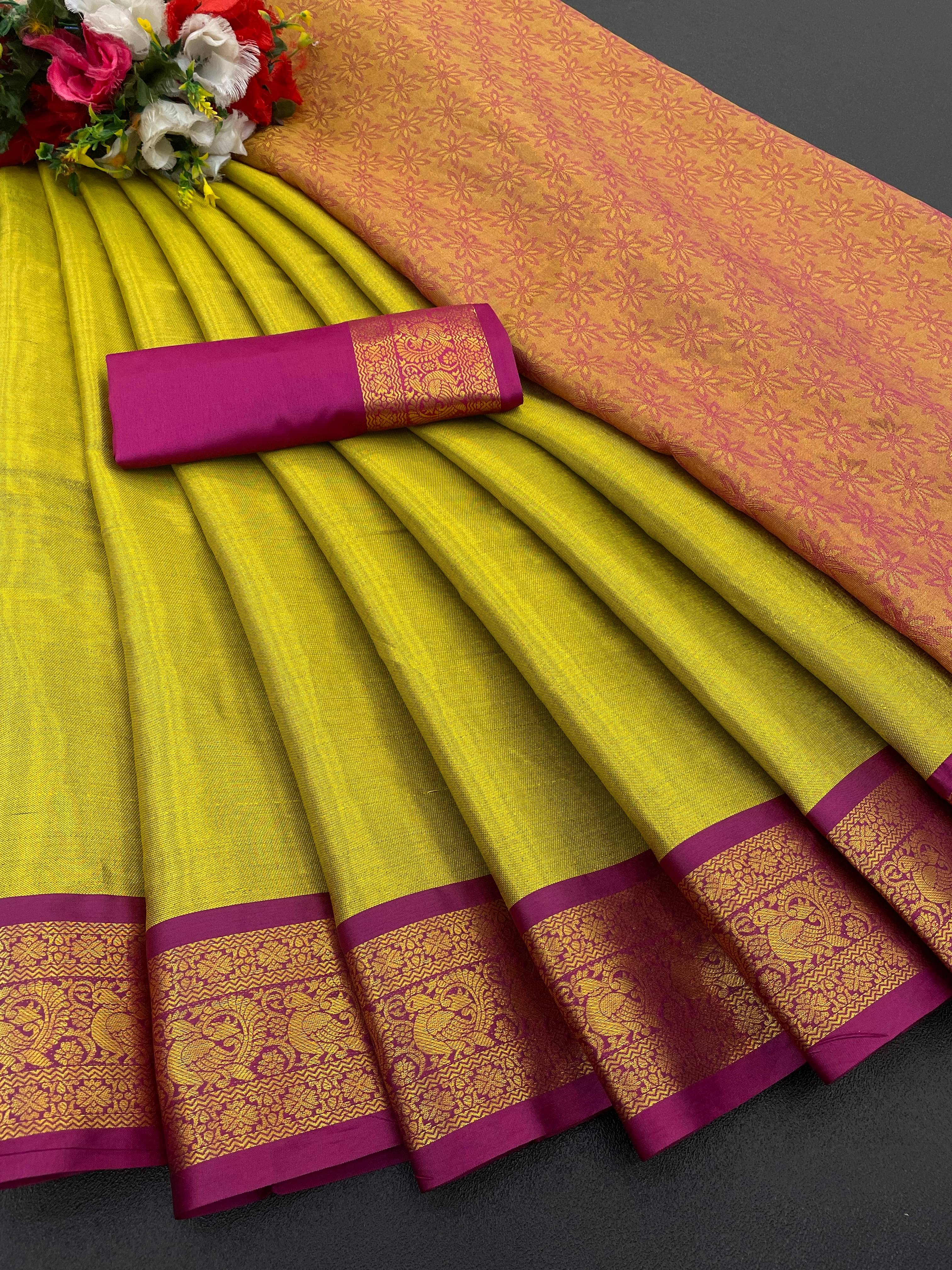 SATVASHIV Silk Woven Regular Saree With Unstitched Blouse Piece ( Lime Green )     			SATVASHIV Silk Woven Regular Saree With Unstitched Blouse Piece ( Lime Green )