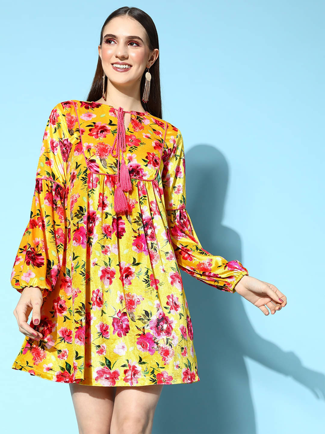     			Sassafras Women Polyester Blend A-line Dress ( Yellow )