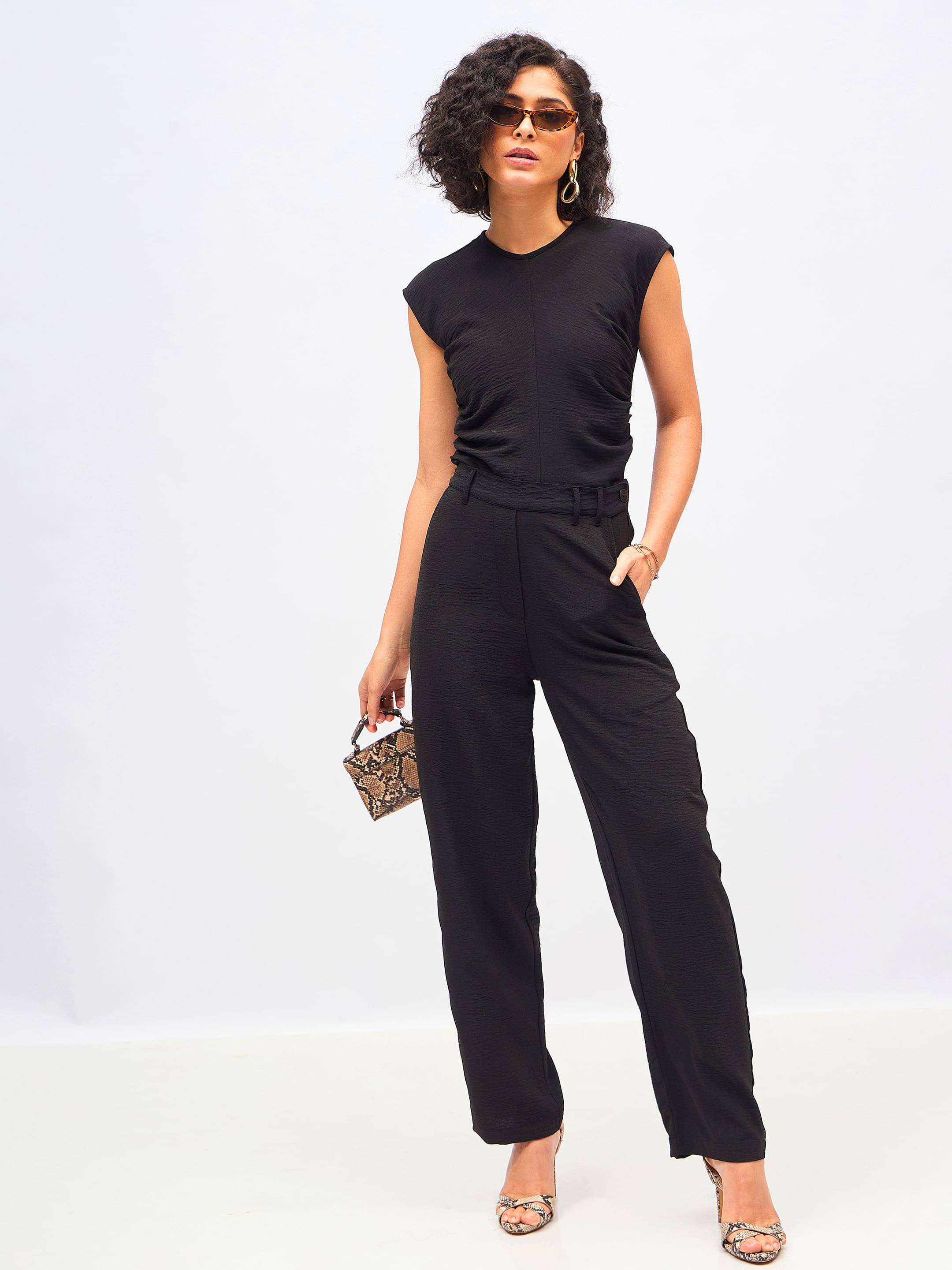     			Sassafras Women Top With Trousers Co-Ord Set ( Black )