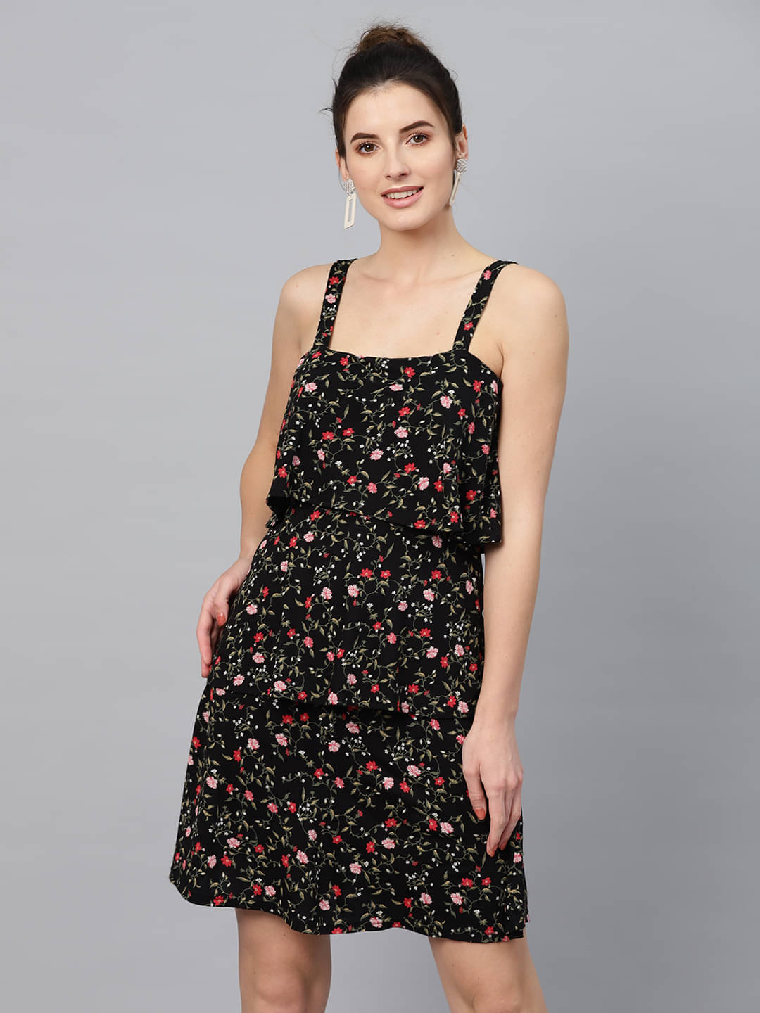     			Sassafras Women Viscose Fit & Flare Dress ( Black )