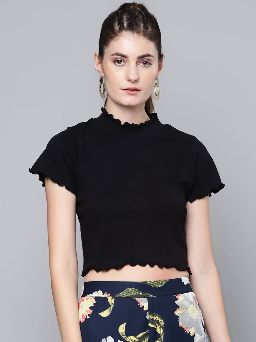     			Sassafras Women's Cotton Blend Regular Top ( Black )