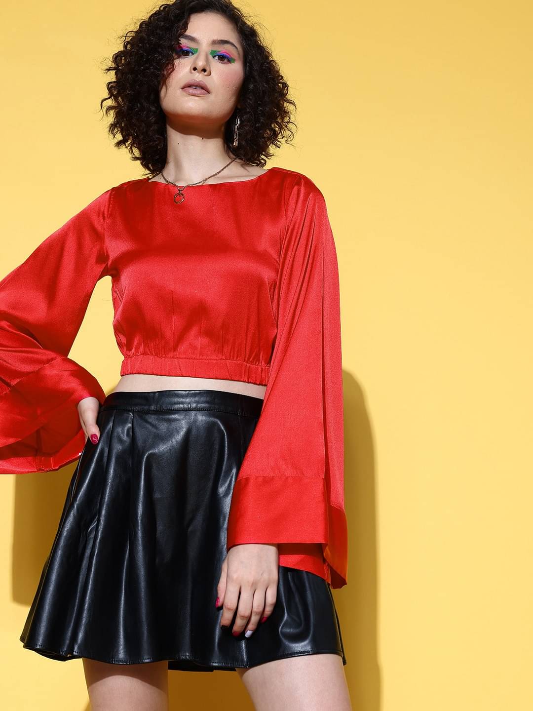     			Sassafras Women's Polyester Crop Top ( Red )