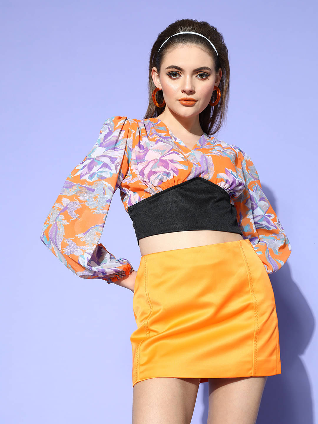     			Sassafras Women's Polyester Crop Top ( Orange )