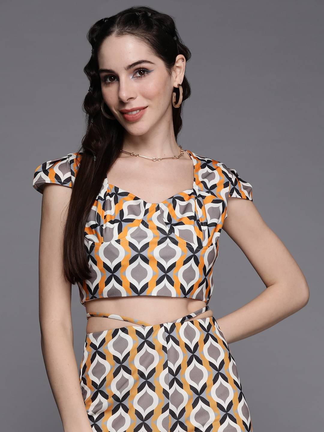 Sassafras Women's Polyester Crop Top ( Mustard ) Sassafras Women's Polyester Crop Top ( Mustard )