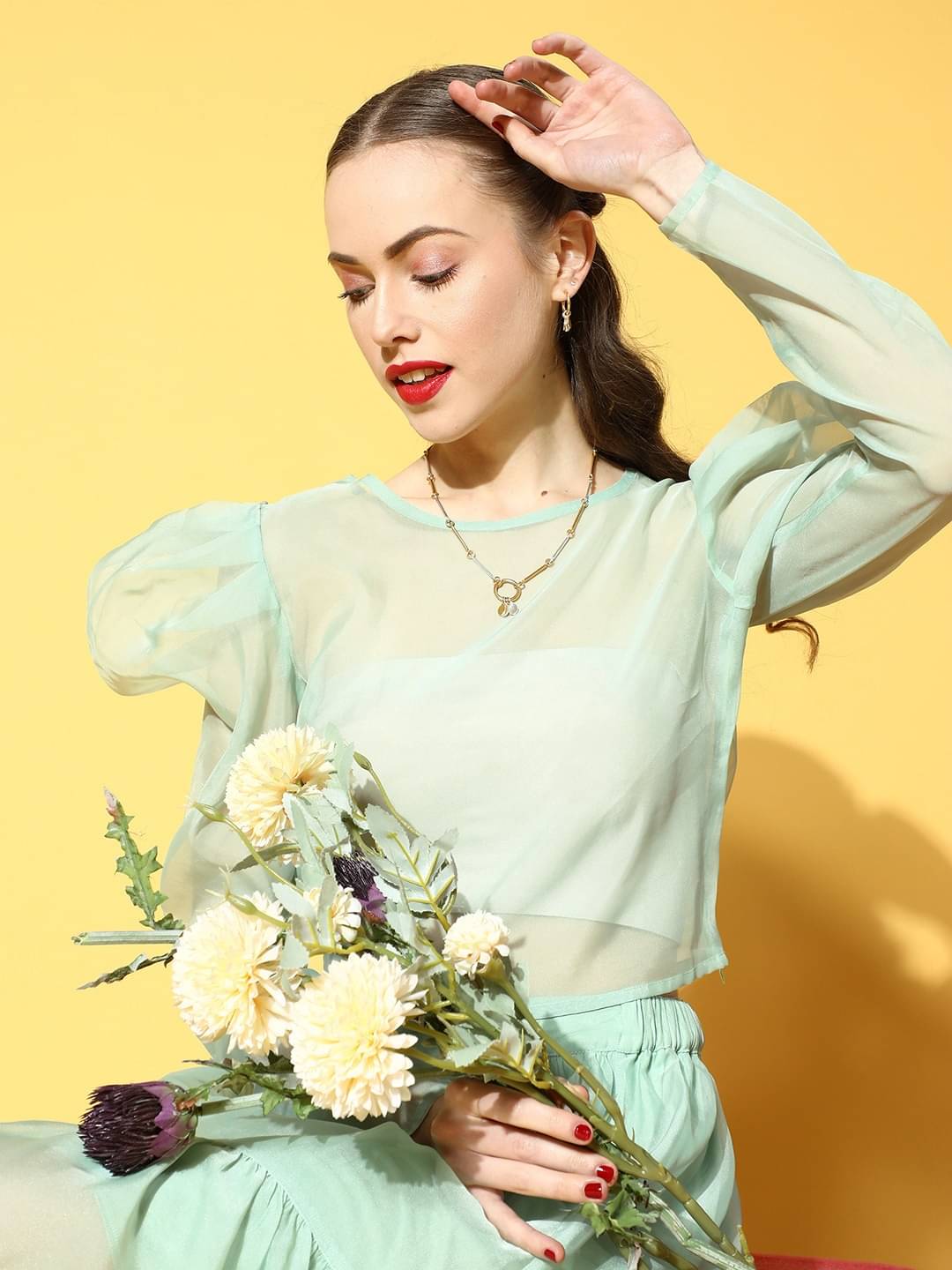     			Sassafras Women's Polyester Crop Top ( Mint Green )