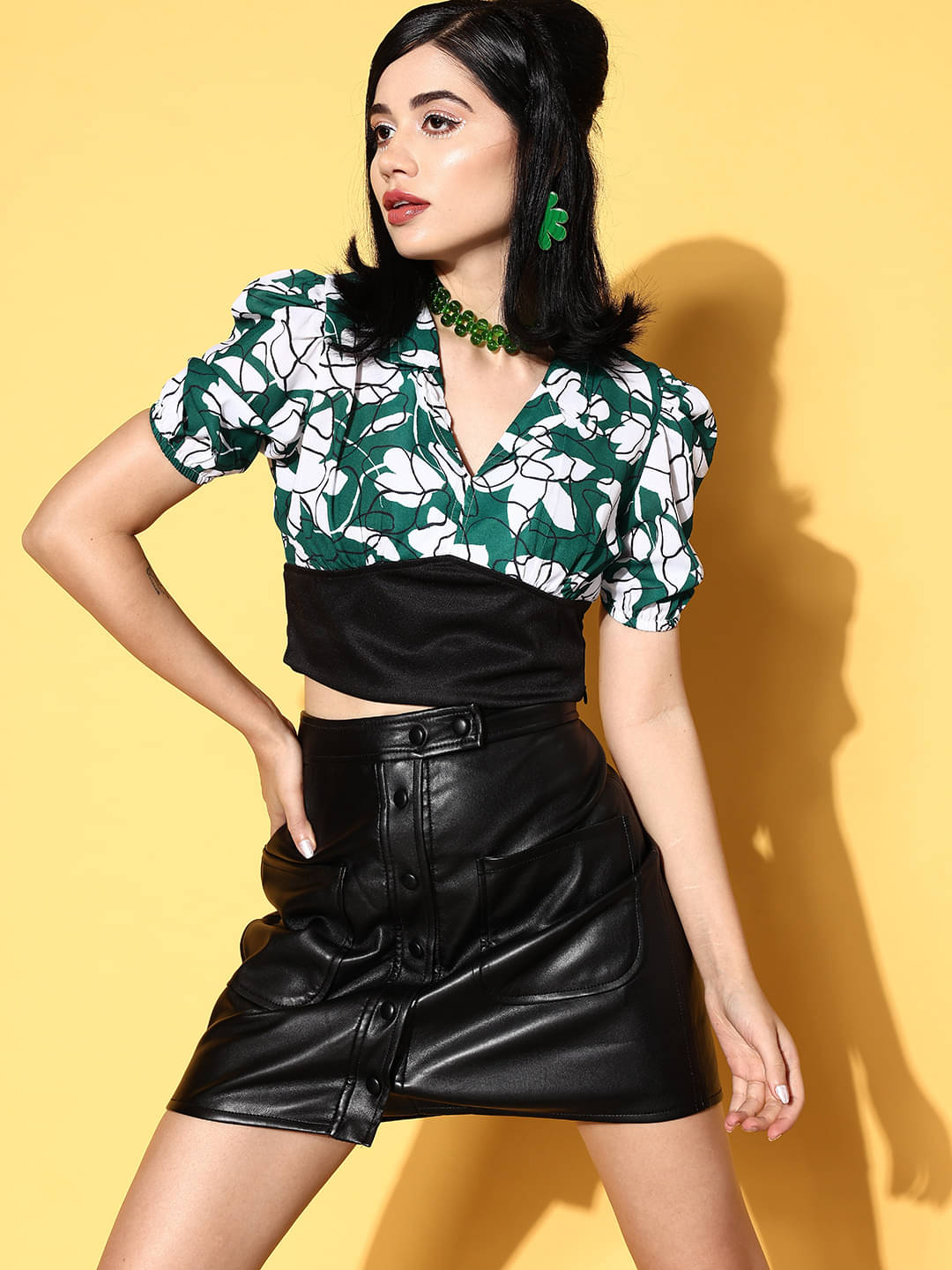     			Sassafras Women's Polyester Crop Top ( Green )