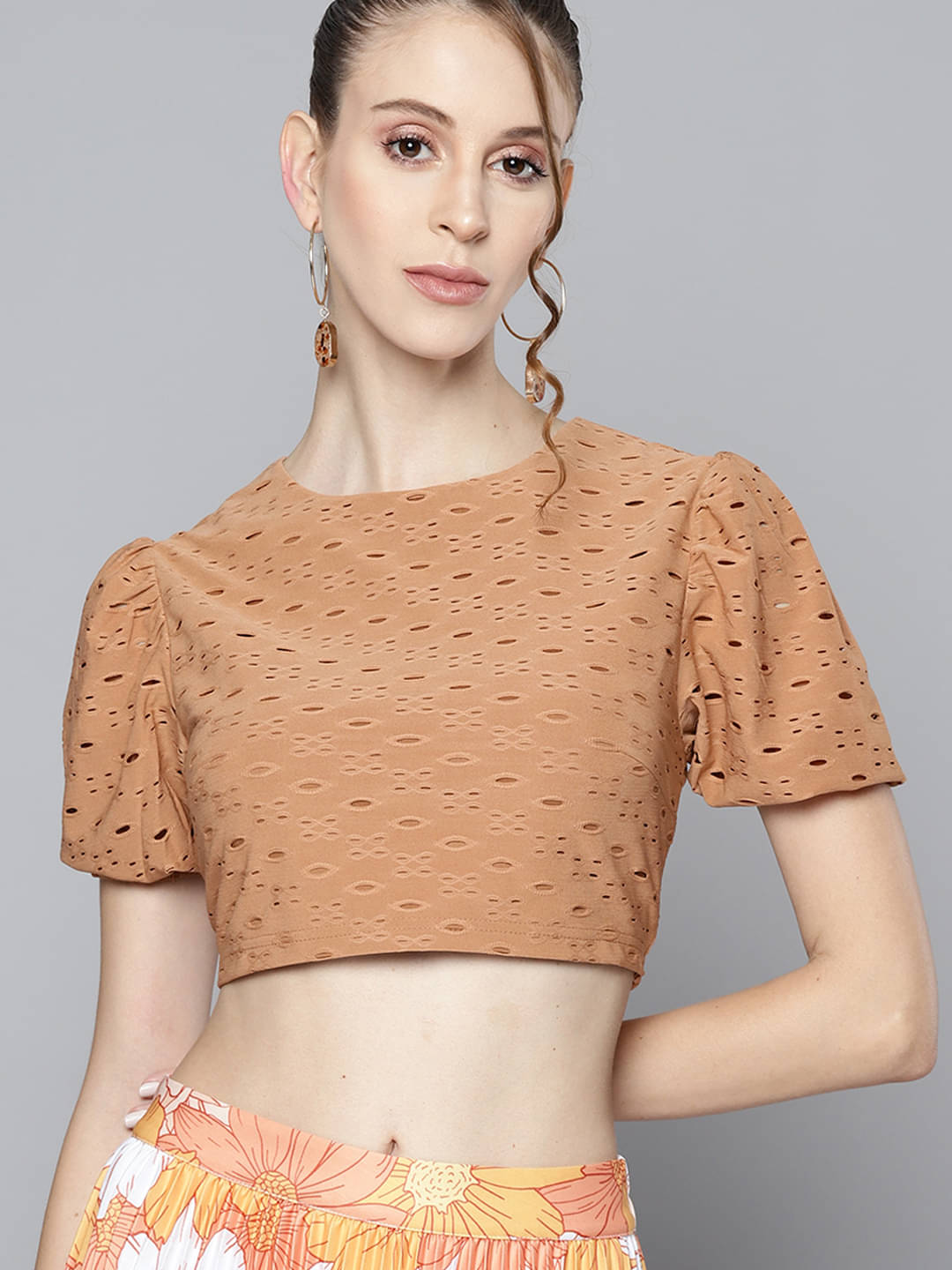     			Sassafras Women's Polyester Crop Top ( Brown )