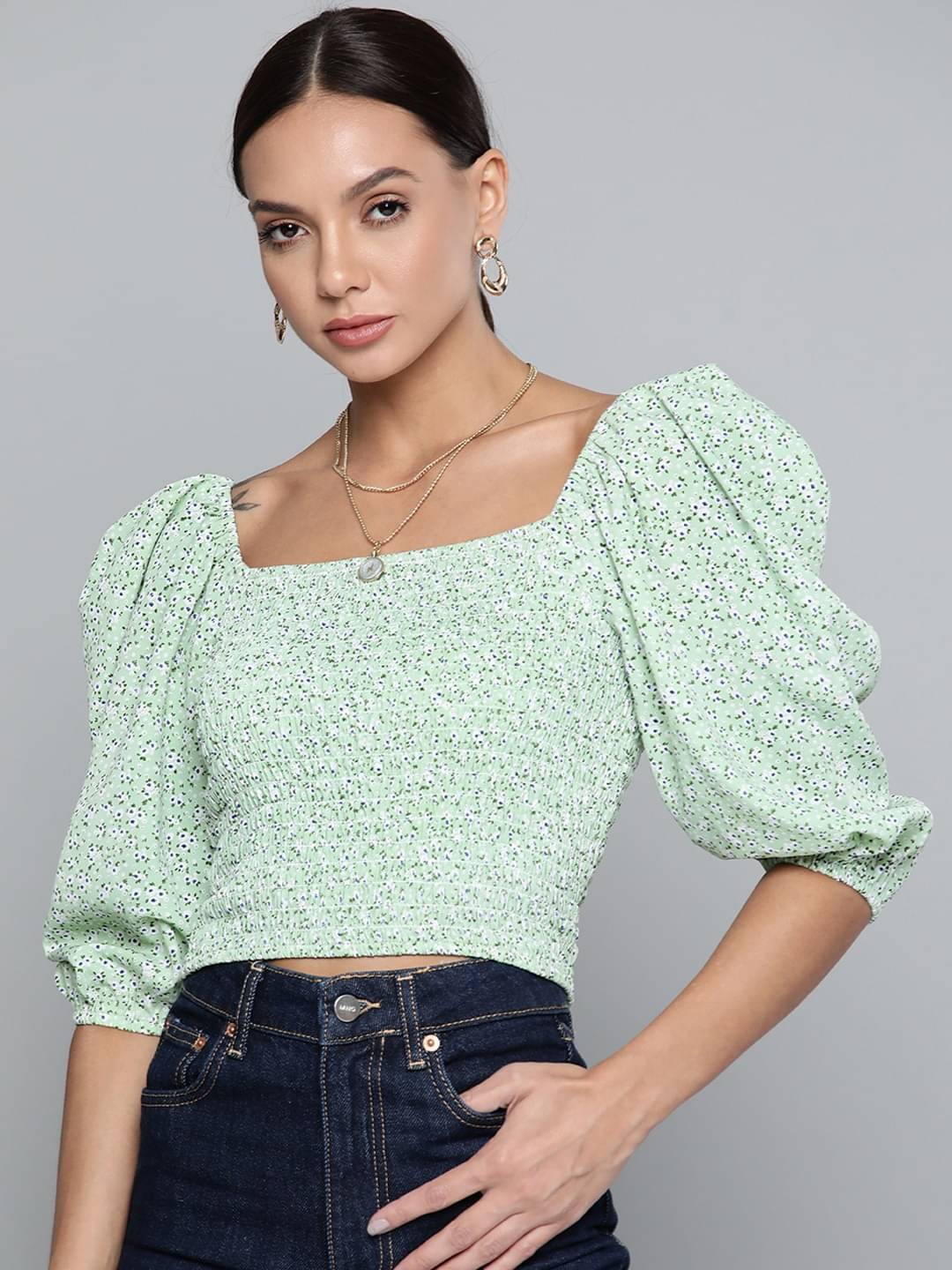 Sassafras Women's Polyester Crop Top ( Green ) Sassafras Women's Polyester Crop Top ( Green )