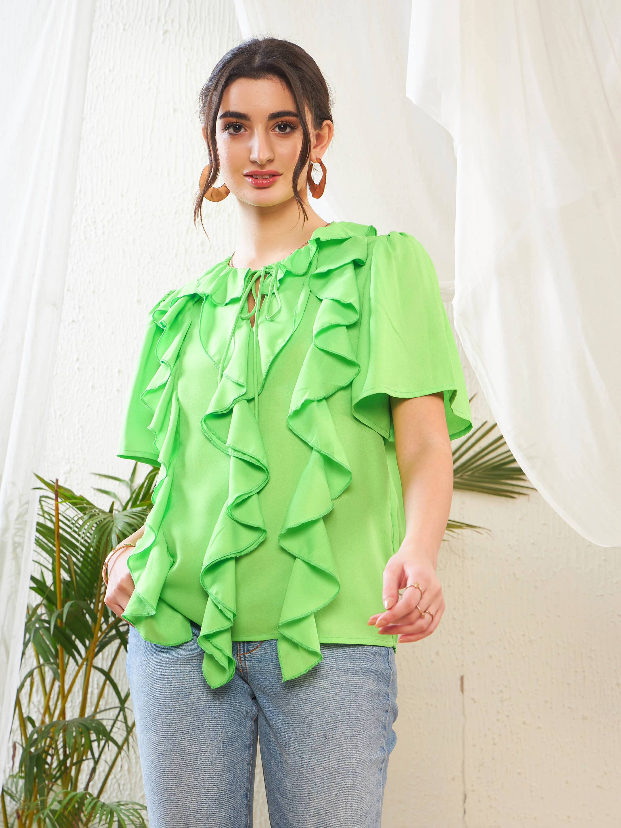 Sassafras Women's Polyester Regular Top ( Green ) Sassafras Women's Polyester Regular Top ( Green )