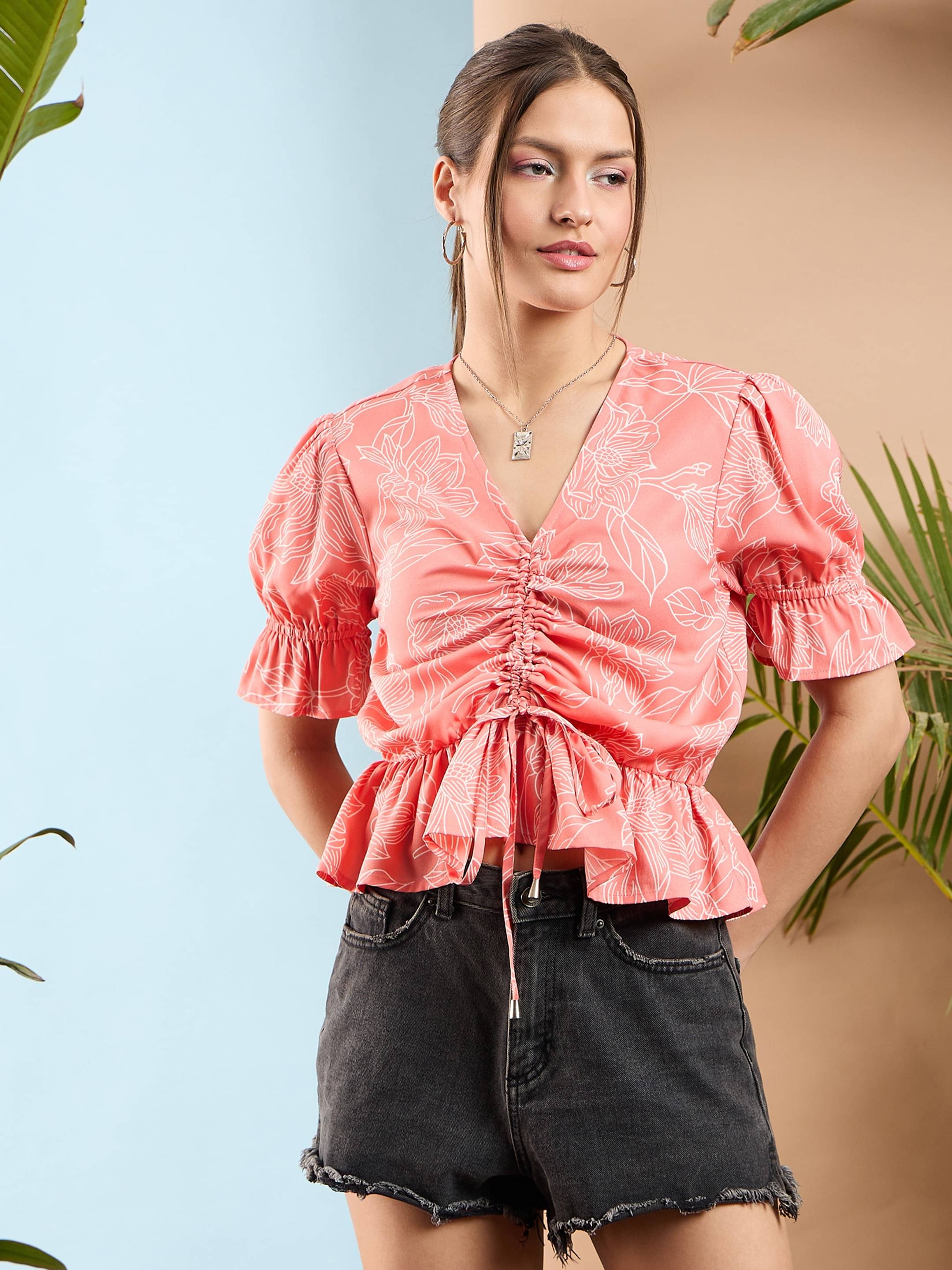     			Sassafras Women's Polyester Regular Top ( Peach )