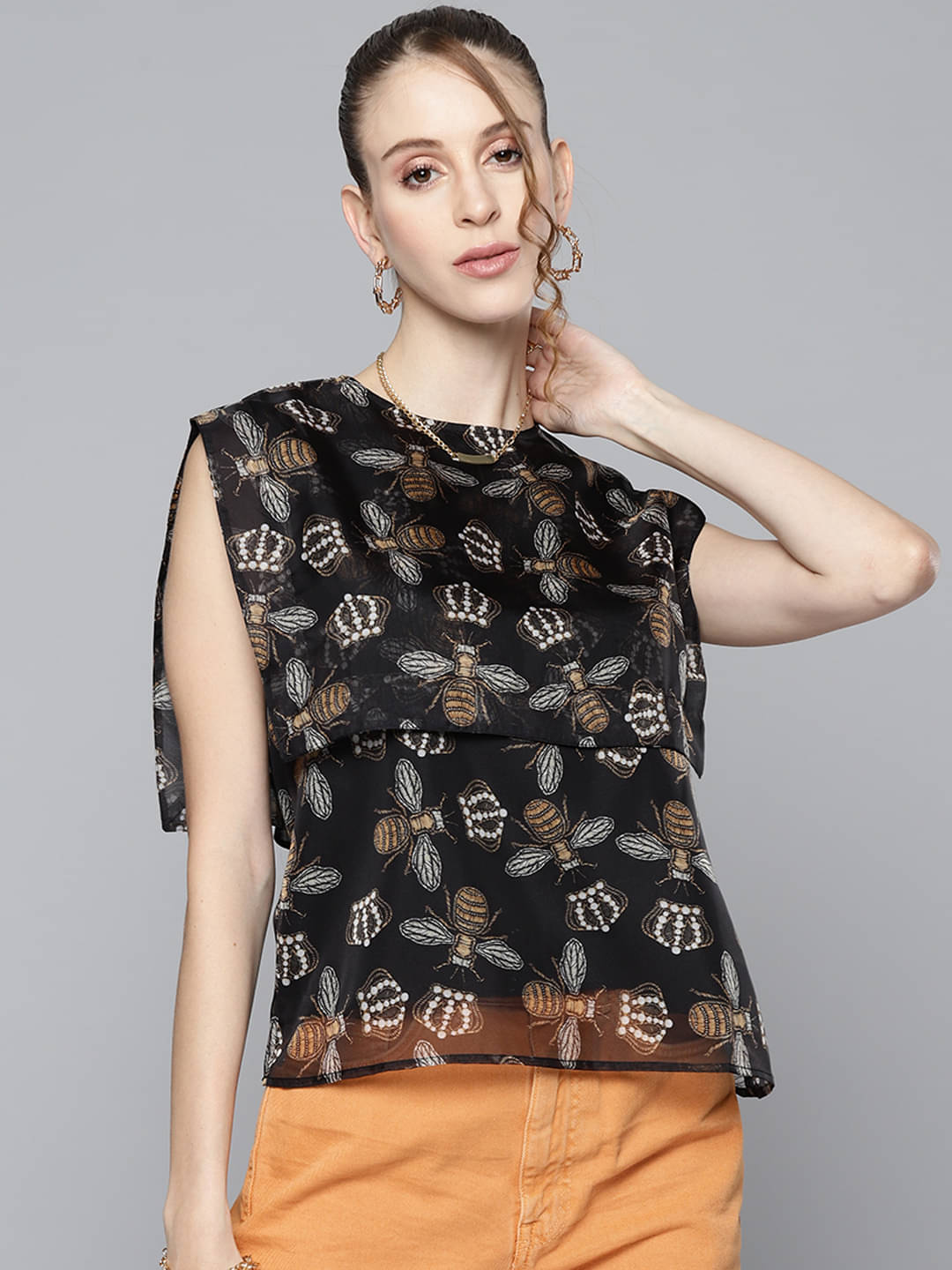 Sassafras Women's Polyester Regular Top ( Black ) Sassafras Women's Polyester Regular Top ( Black )