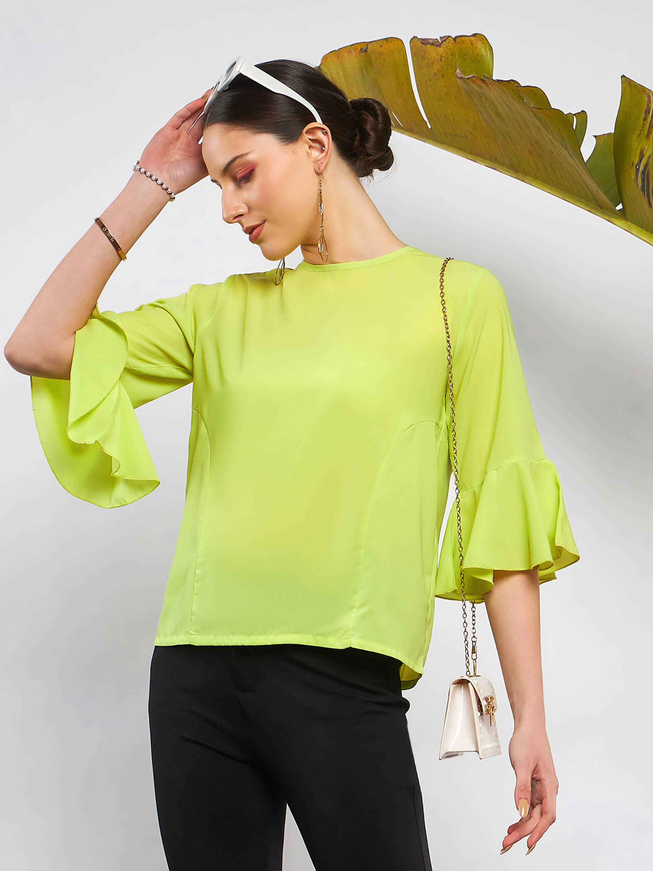     			Sassafras Women's Polyester Regular Top ( Green )