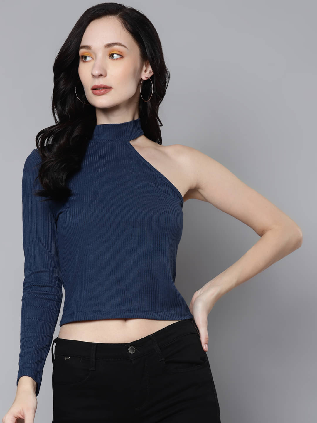     			Sassafras Women's Viscose Blend Crop Top ( Blue )