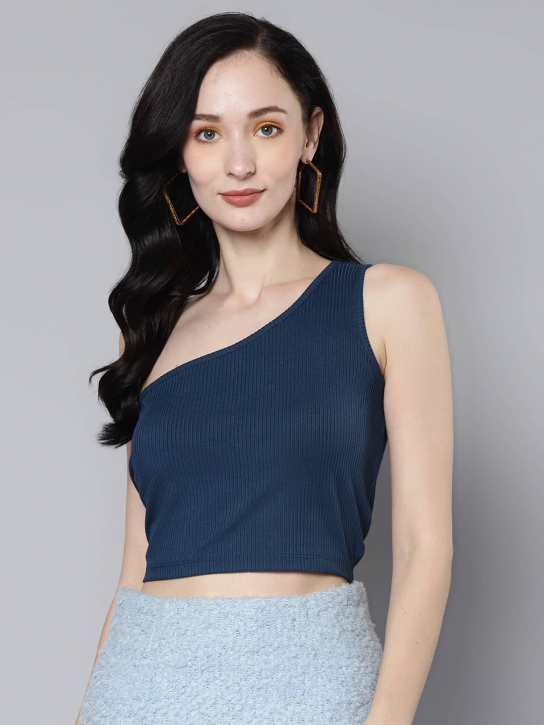     			Sassafras Women's Viscose Blend Crop Top ( Blue )