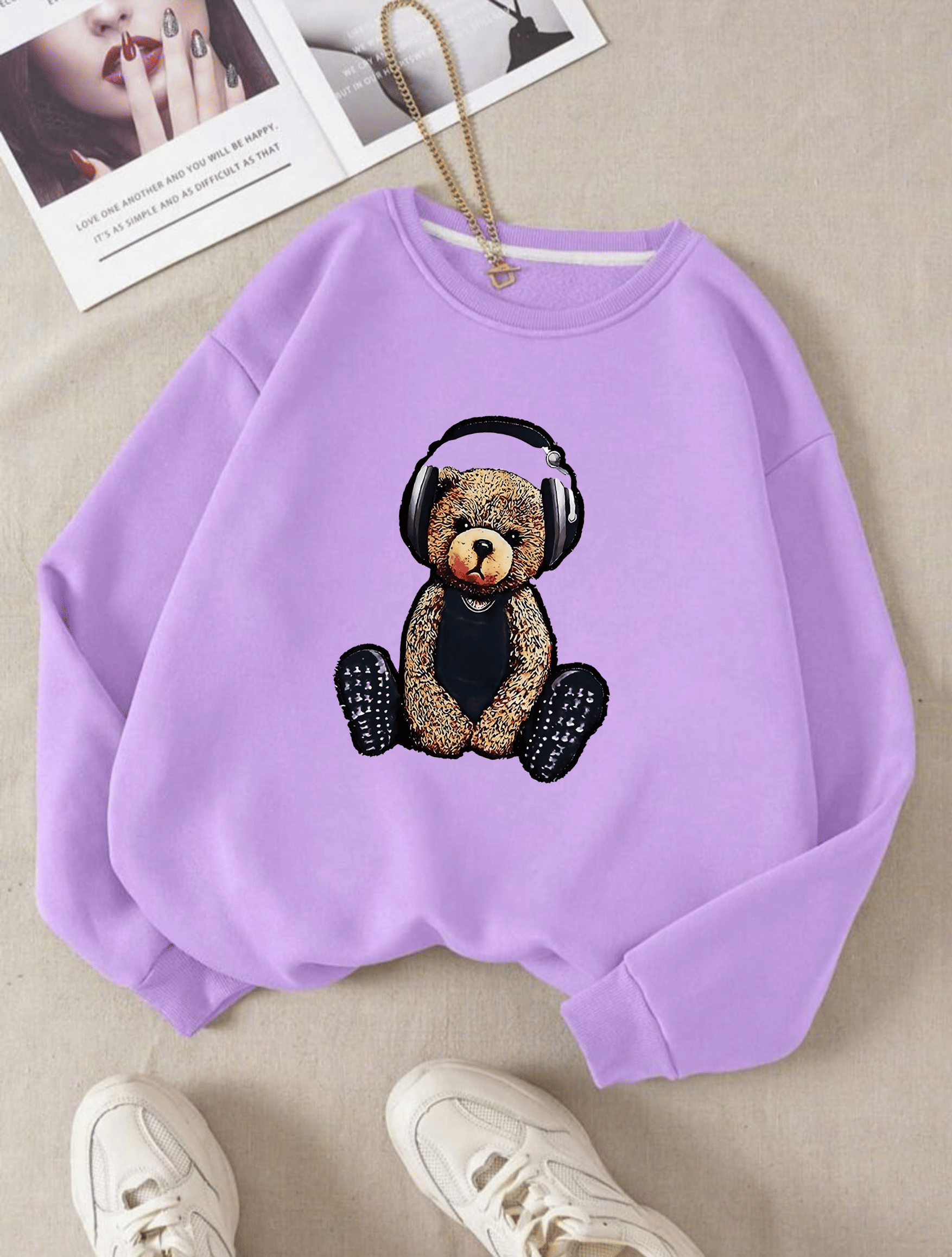     			THAWE PARIDHAN Women Fleece Round Neck Sweatshirt ( Purple )