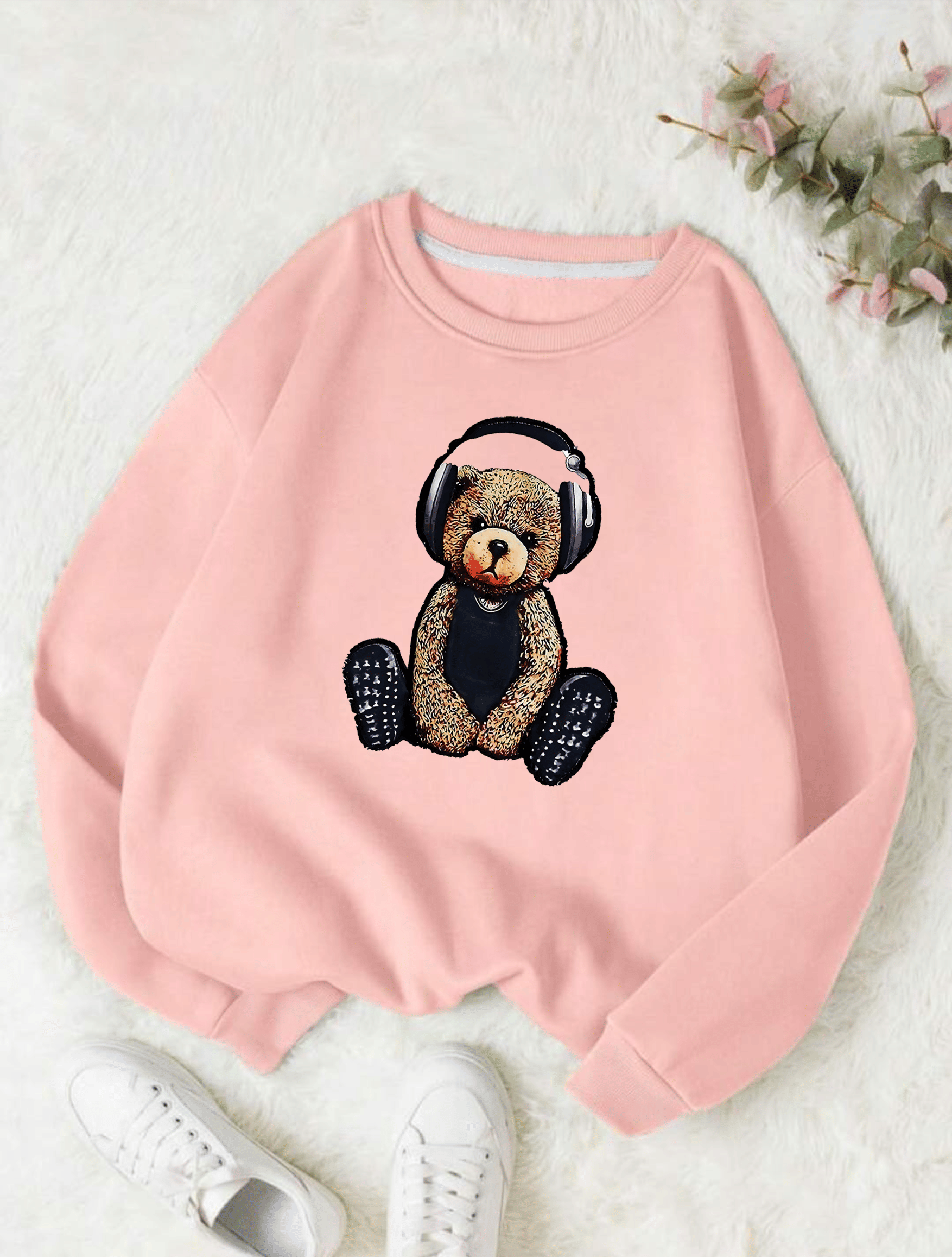 THAWE PARIDHAN Women Fleece Round Neck Sweatshirt ( Pink )     			THAWE PARIDHAN Women Fleece Round Neck Sweatshirt ( Pink )