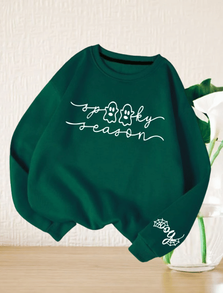 THAWE PARIDHAN Women Fleece Round Neck Sweatshirt ( Green ) THAWE PARIDHAN Women Fleece Round Neck Sweatshirt ( Green )