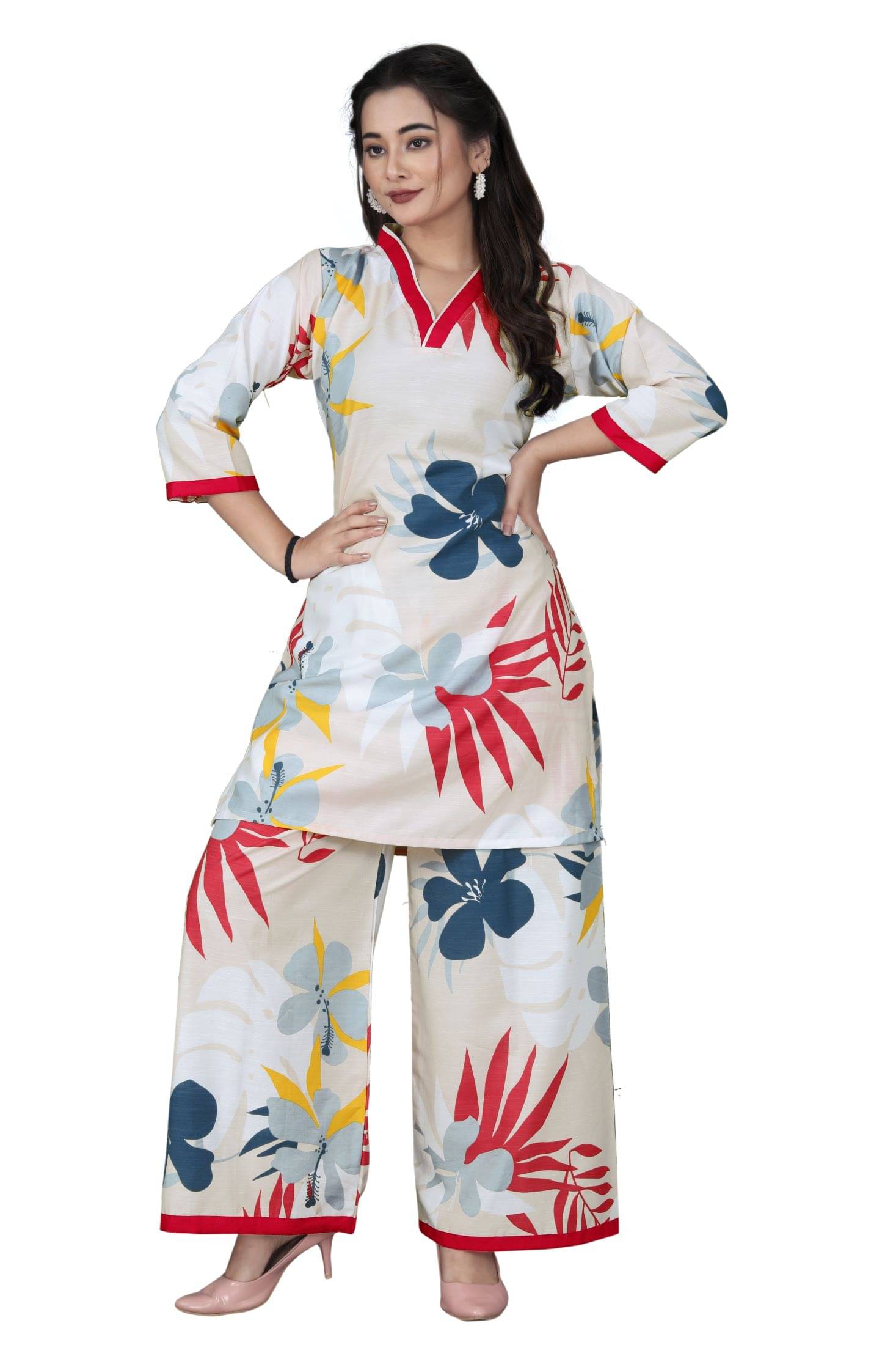     			TUHIRAJ Women Top With Palazzos Co-Ord Set ( Multicolor )
