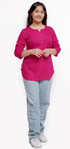     			URT Women Viscose Rayon Solid A-line Kurti ( Pink )