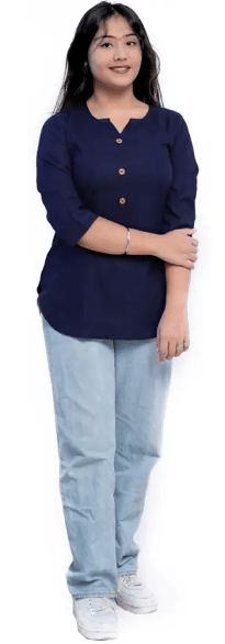     			URT Women Viscose Rayon Solid A-line Kurti ( Navy )