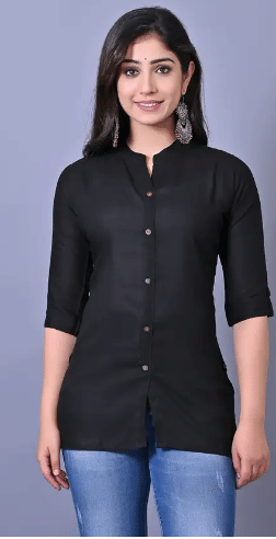     			URT Women Viscose Rayon Solid A-line Kurti ( Black )