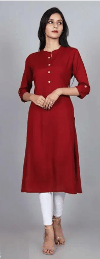 URT Women Viscose Rayon Solid A-line Kurti ( Maroon )     			URT Women Viscose Rayon Solid A-line Kurti ( Maroon )