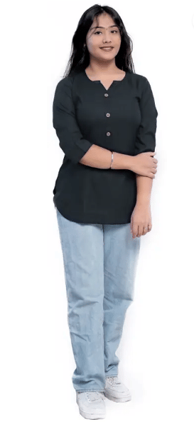     			URT Women Viscose Rayon Solid A-line Kurti ( Black )