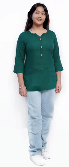 URT Women Viscose Rayon Solid A-line Kurti ( Green ) URT Women Viscose Rayon Solid A-line Kurti ( Green )