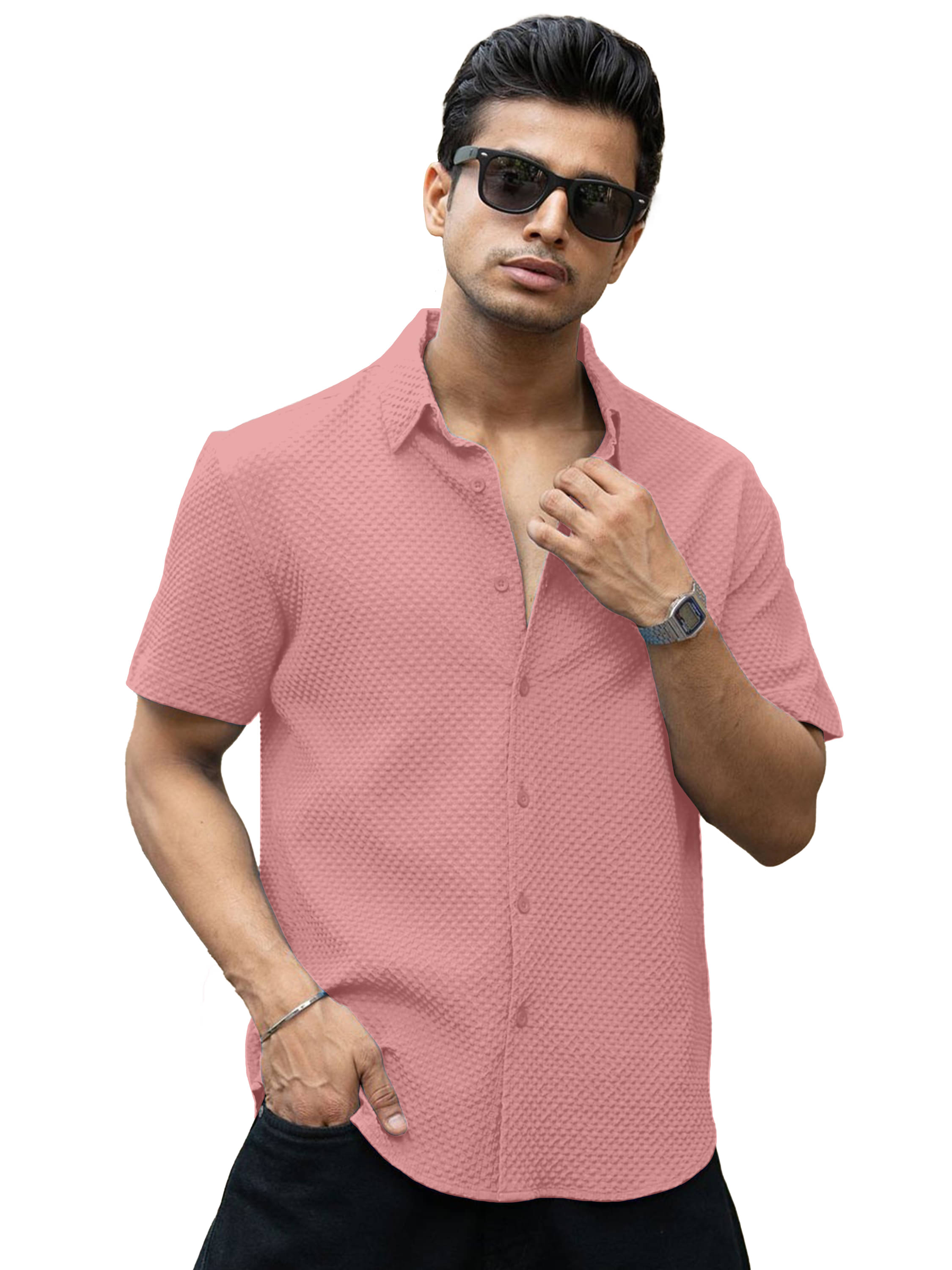 color bucket Cotton Blend Regular Fit Popcorn Textured Half Sleeves Men's Casual Shirt - Peach ( Pack of 1 ) color bucket Cotton Blend Regular Fit Popcorn Textured Half Sleeves Men's Casual Shirt - Peach ( Pack of 1 )