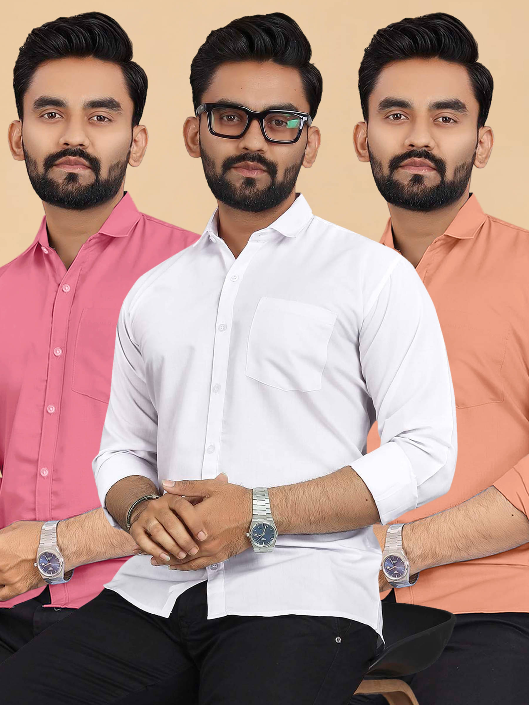     			ALY JH0N Cotton Regular Fit Full Sleeves Men's Formal Shirt - Multicolor 1 ( Pack of 3 )