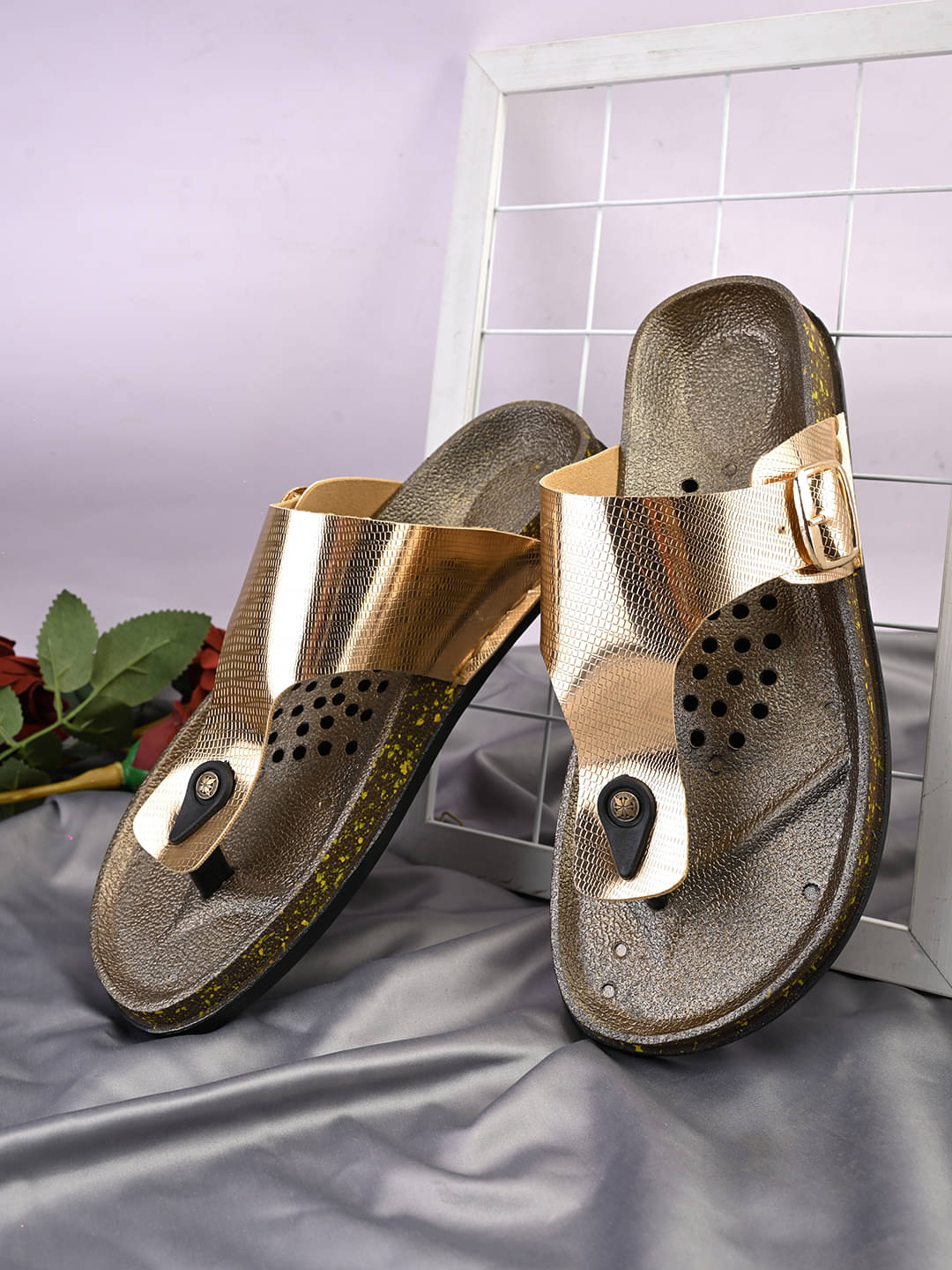     			APPELON Gold Women's Flats