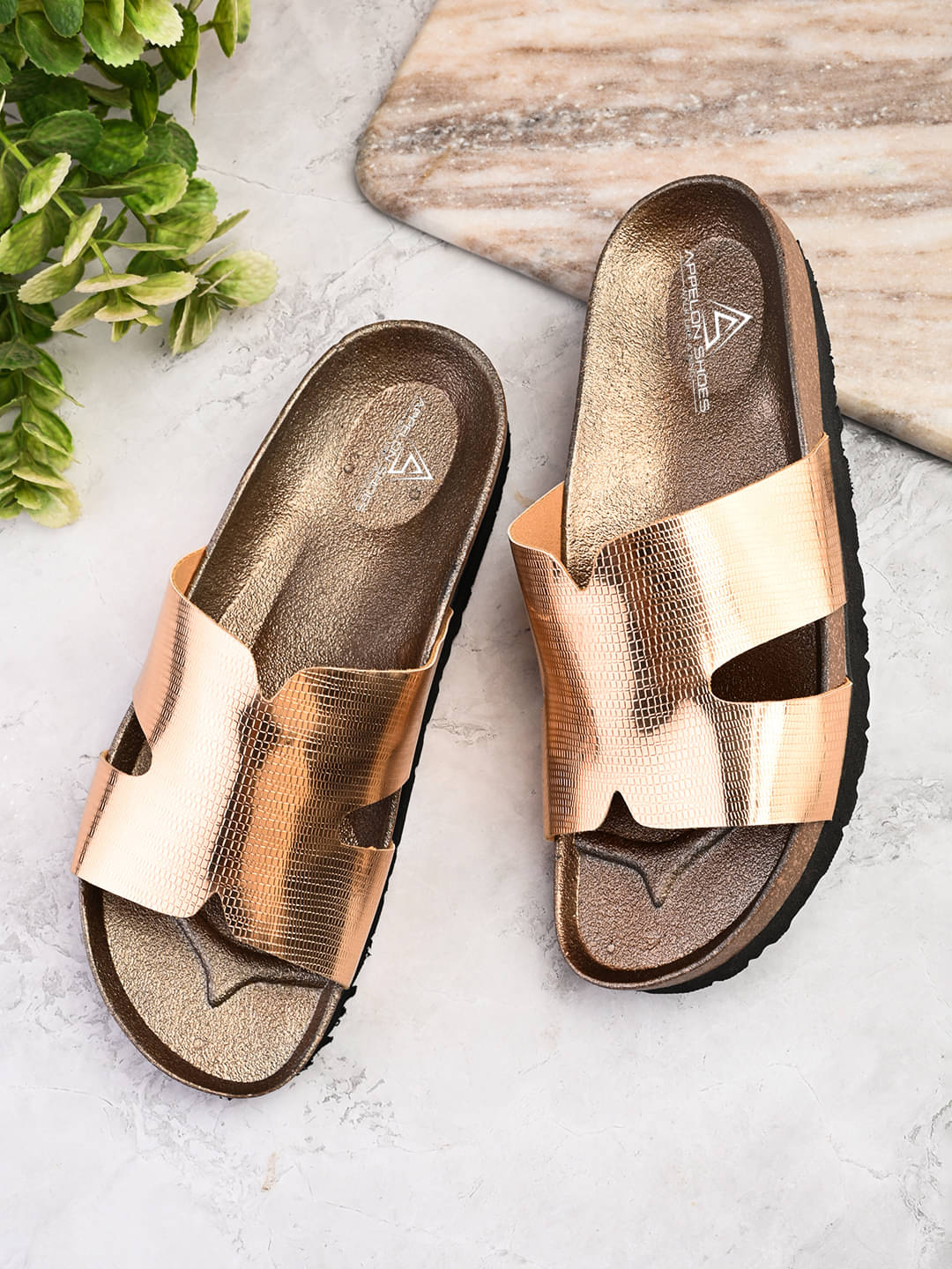     			APPELON Gold Women's Flats