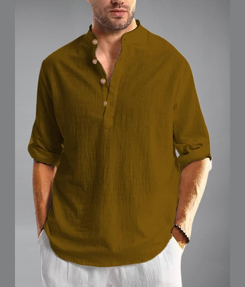 BHUVIKOO Cotton Blend Plain Shirt Style Kurta For Men ( Green ) - Kurtas & Kurta Sets | Buy online on ZillyBuy