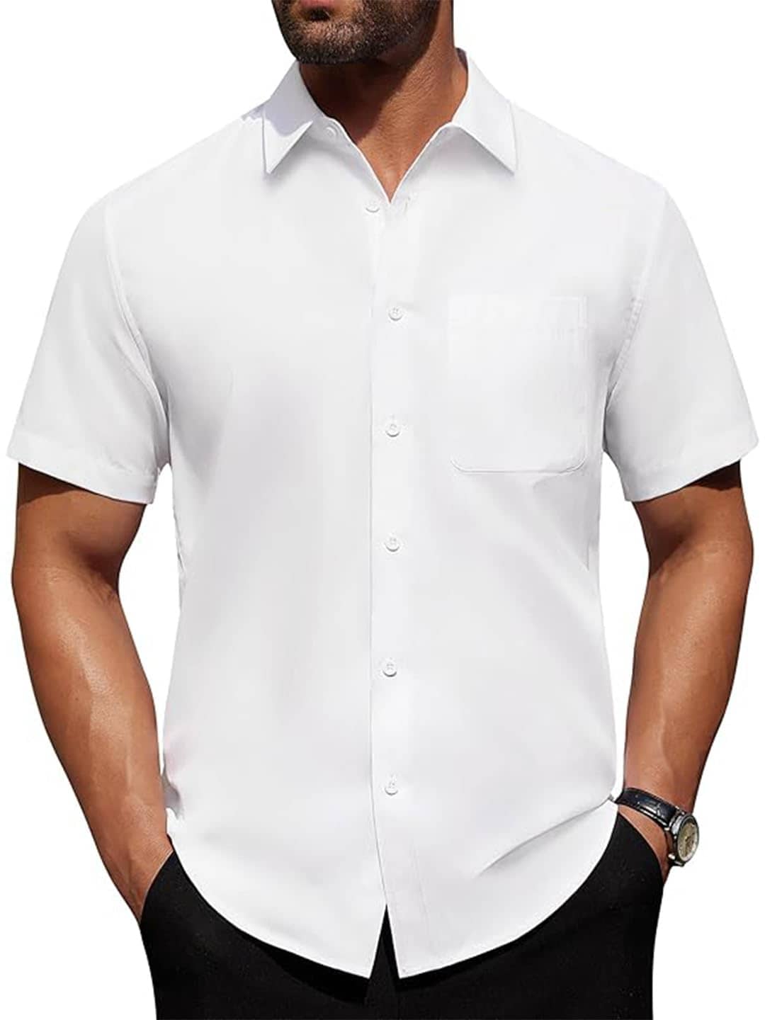 BHUVIKOO Cotton Blend Slim Fit Solids Half Sleeves Men's Casual Shirt - Beige ( Pack of 1 )