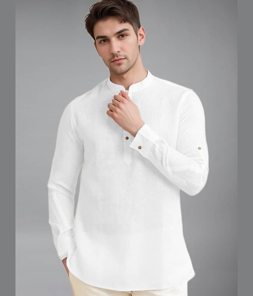 BHUVIKOO Cotton Blend Plain Shirt Style Kurta For Men ( Brown ) - Kurtas & Kurta Sets | Buy online on ZillyBuy