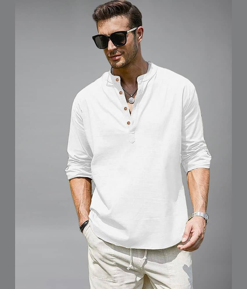 BHUVIKOO Cotton Blend Plain Shirt Style Kurta For Men ( Light Green ) - Kurtas & Kurta Sets | Buy online on ZillyBuy