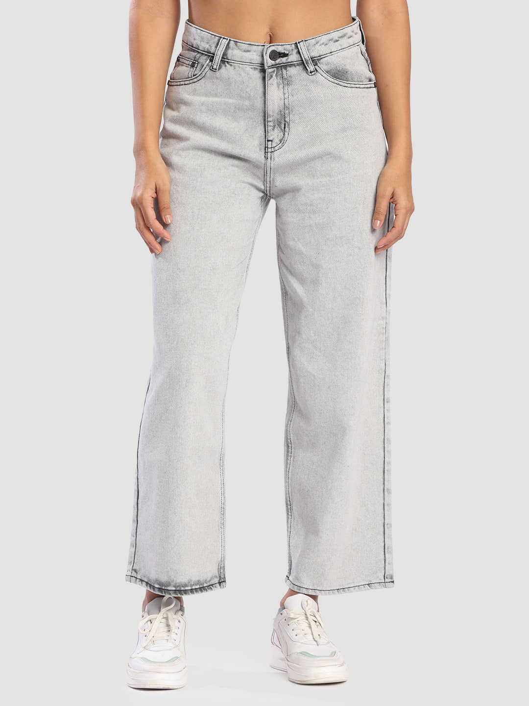 Bene Kleed Women's Baggy Fit Mid-Rise Jeans ( Light Grey ) - Jeans | Buy online on ZillyBuy