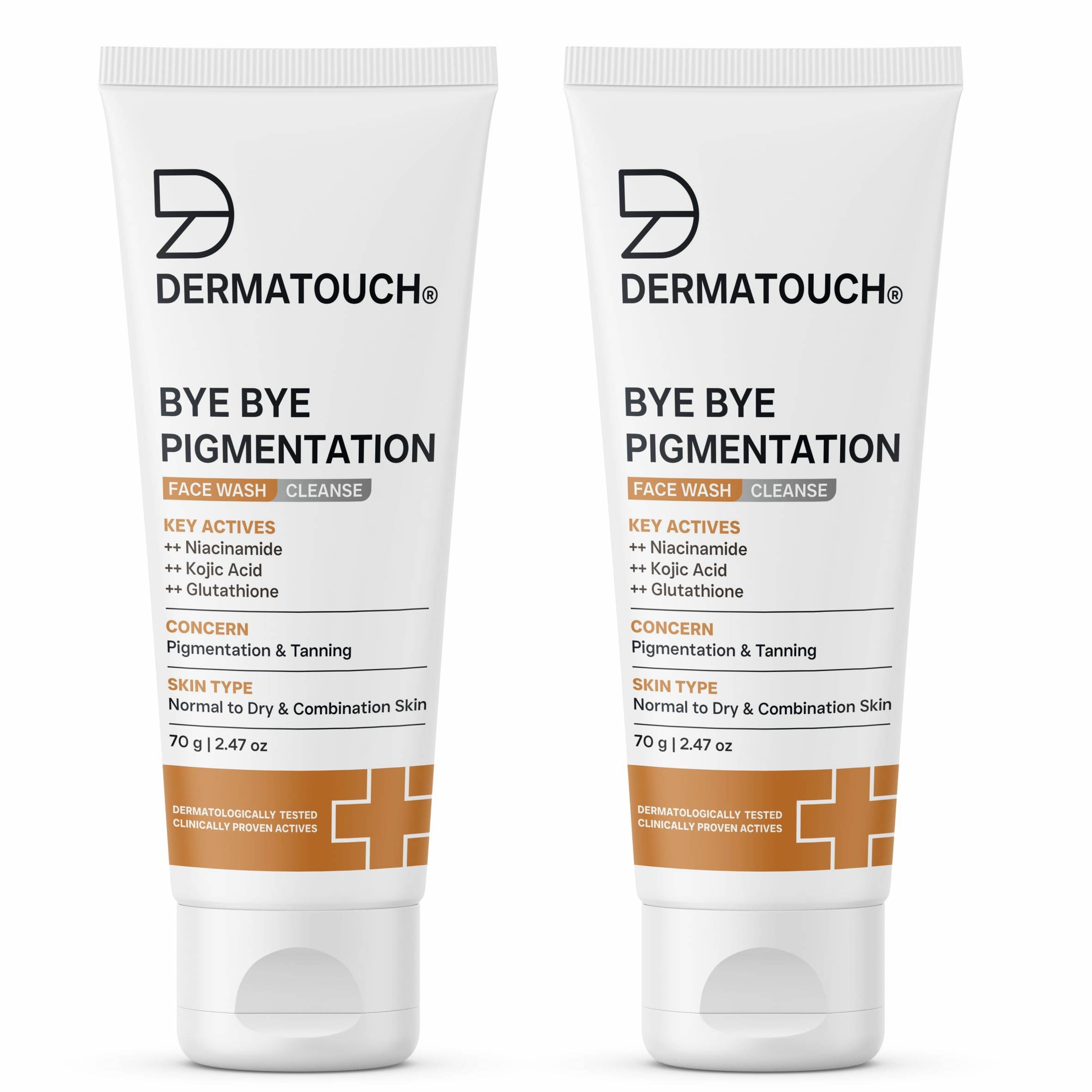     			Dermatouch Bye Bye Pigmentation Face Wash with Niacinamide, Kojic Acid, & Glutathione, 70gm each (Pack of 2)