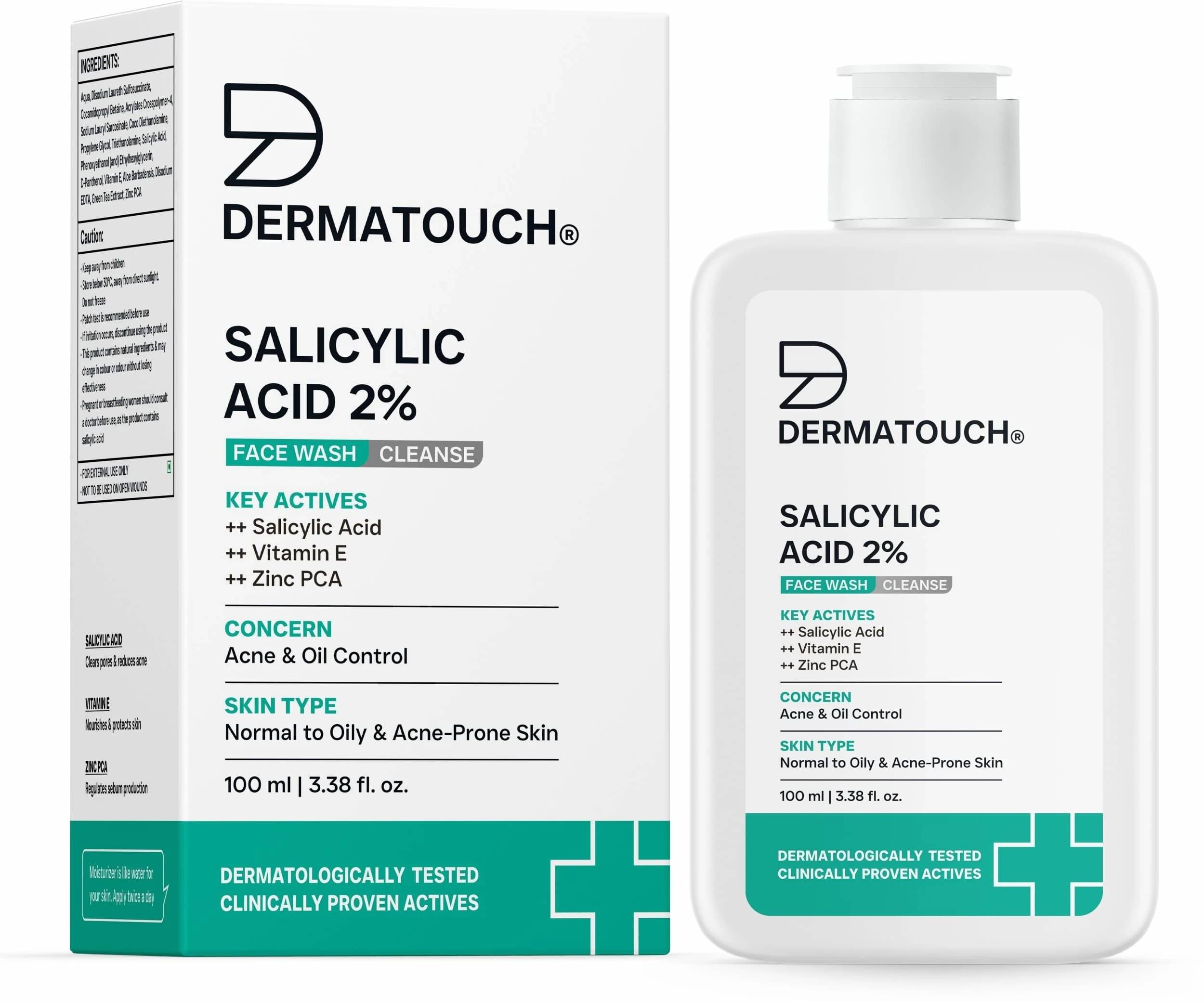     			Dermatouch Salicylic Acid 2% Face Wash For Acne & Oil Control for both Men & Women, 100ml