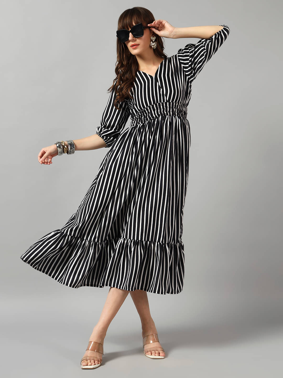     			JASH CREATION Women Crepe Printed Fit & Flare Dress ( White )