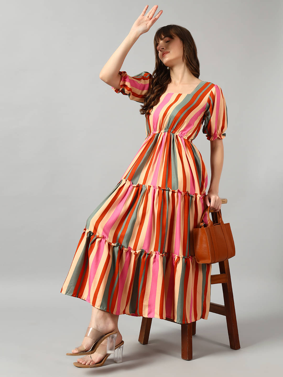 JASH CREATION Women Crepe Printed Fit & Flare Dress ( Multicolor ) JASH CREATION Women Crepe Printed Fit & Flare Dress ( Multicolor )