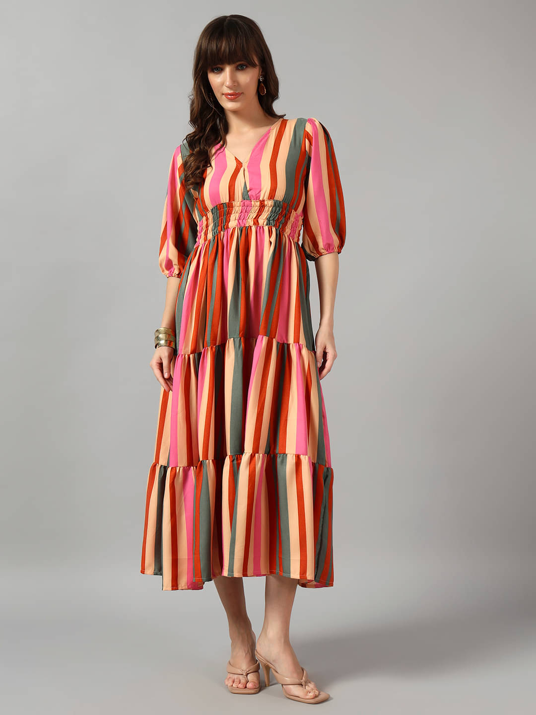 JASH CREATION Women Crepe Printed Fit & Flare Dress ( Multicolor ) JASH CREATION Women Crepe Printed Fit & Flare Dress ( Multicolor )