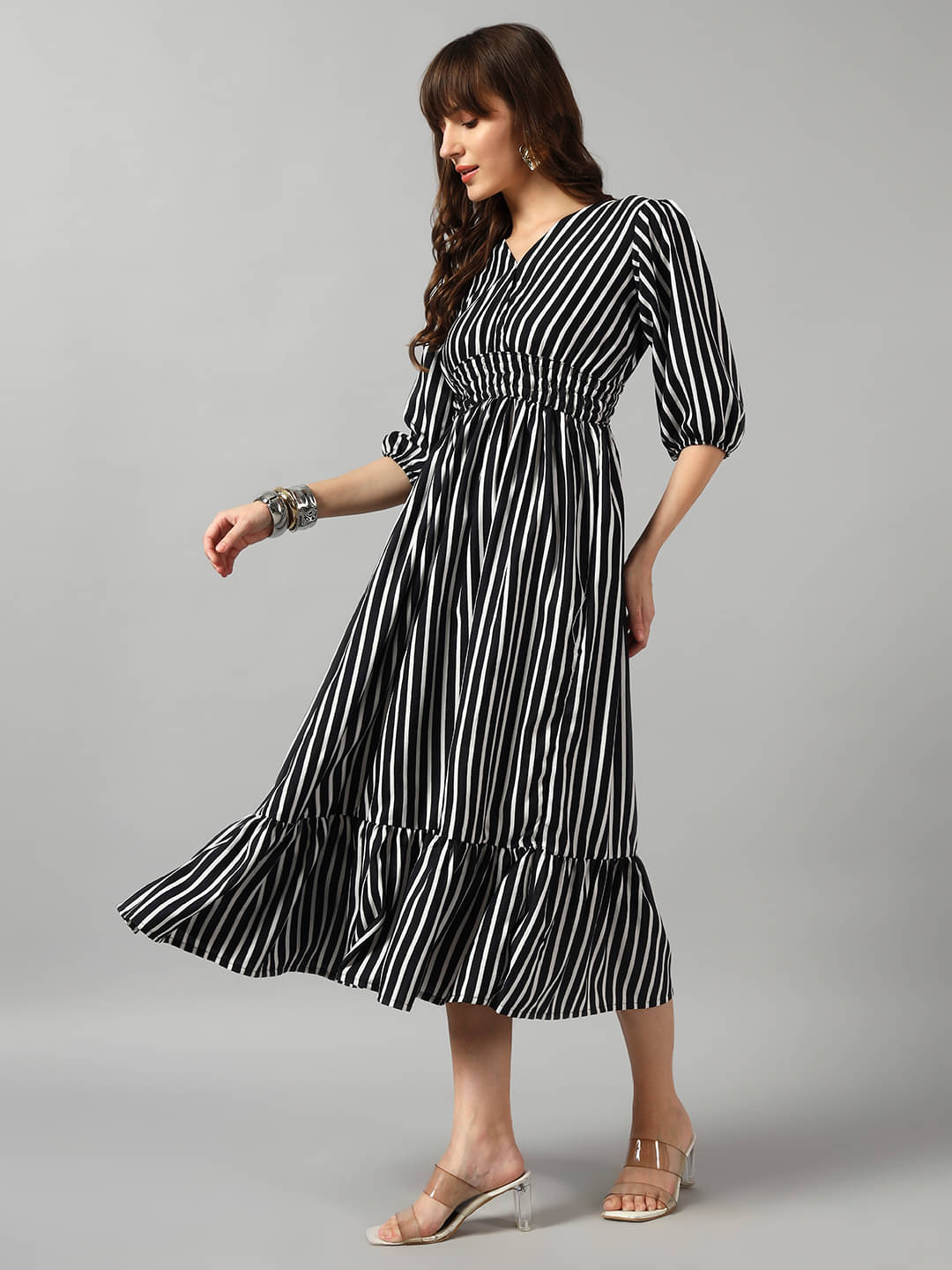     			JASH CREATION Women Crepe Printed Fit & Flare Dress ( White )