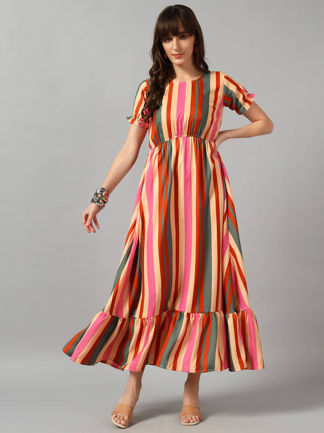 JASH CREATION Women Crepe Printed Fit & Flare Dress ( Multicolor ) JASH CREATION Women Crepe Printed Fit & Flare Dress ( Multicolor )