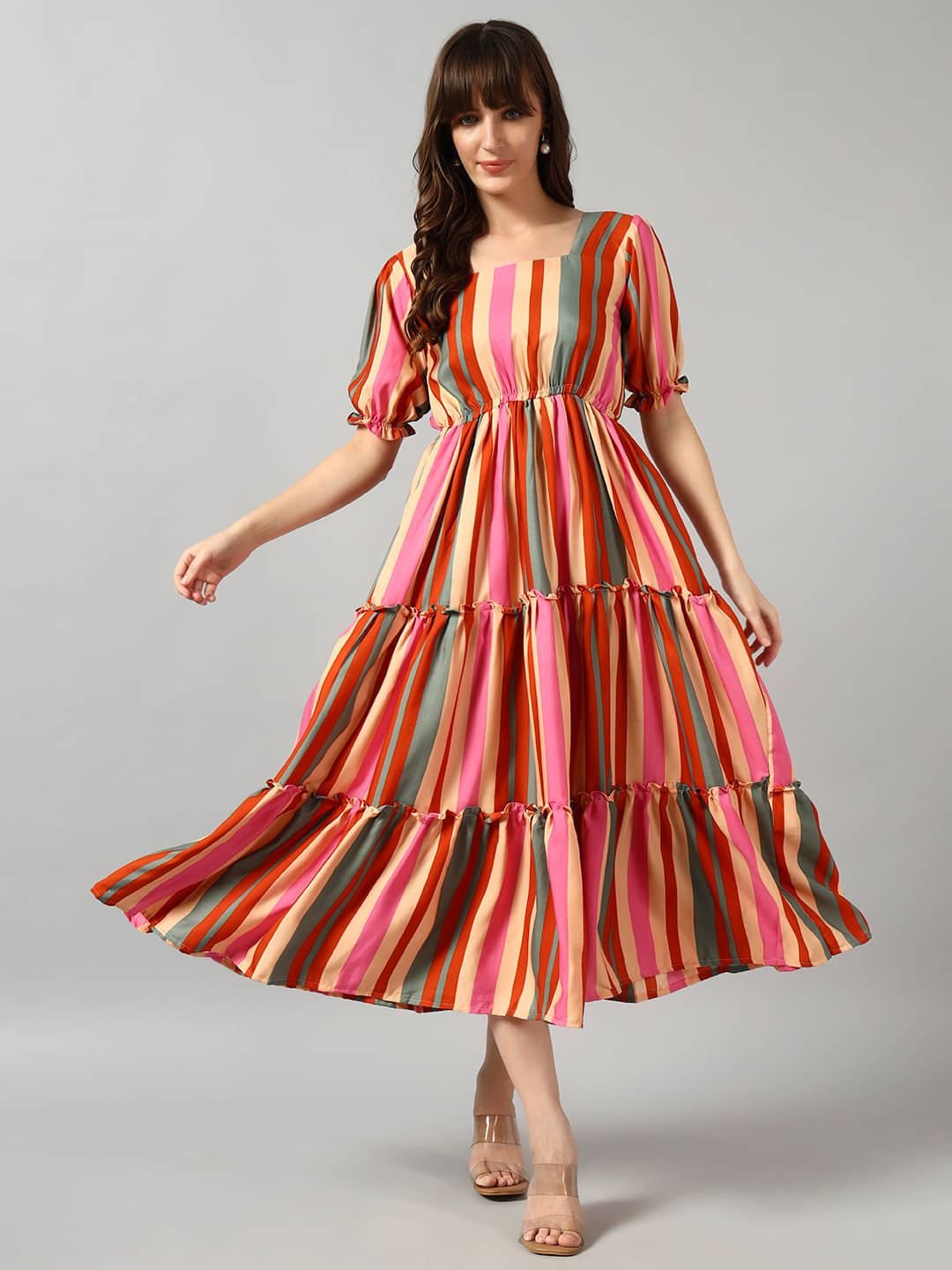     			JASH CREATION Women Crepe Printed Fit & Flare Dress ( Multicolor )