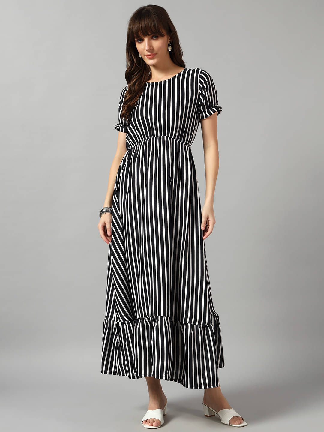 JASH CREATION Women Crepe Printed Fit & Flare Dress ( White ) JASH CREATION Women Crepe Printed Fit & Flare Dress ( White )