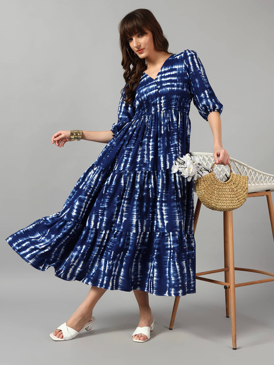     			JASH CREATION Women Crepe Printed Fit & Flare Dress ( Blue )